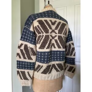 Wool Winter Sweater Men Handmade Chunky Warm thick fair isle